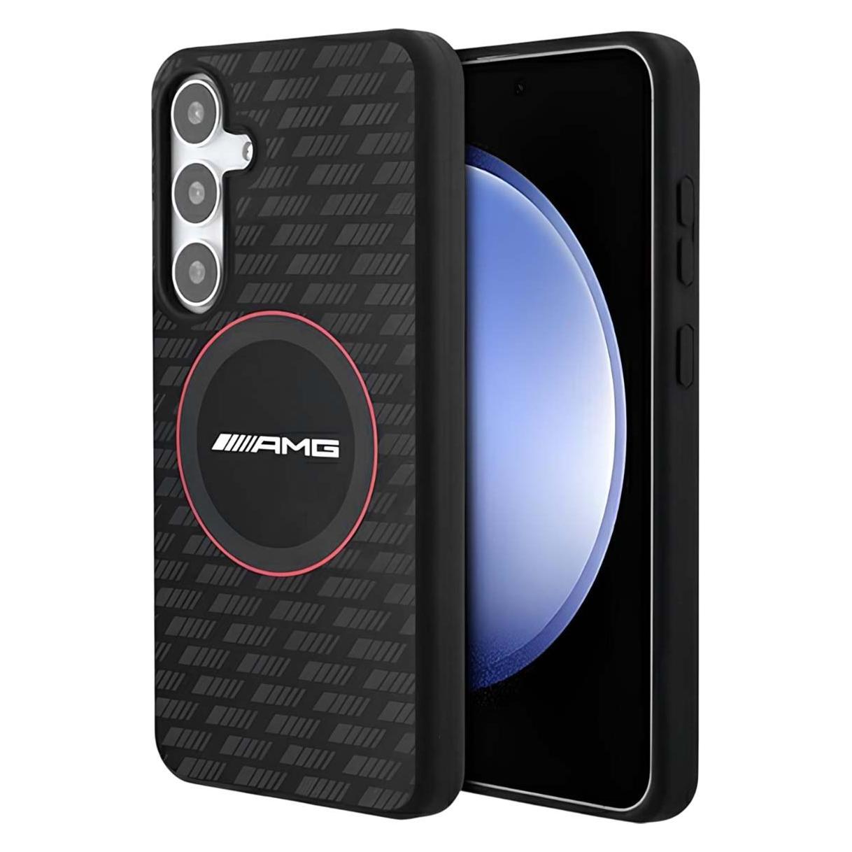 Mercedes Amg AMHMS23SMRK S921 Czarny/black Hardcase Silicone Carbon Pattern MagSafe (Samsung Galaxy S24), Smartphone Hülle, Schwarz