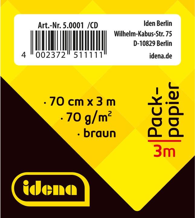 Produktbild Idena Packpapier Rolle 70cmx3m braun