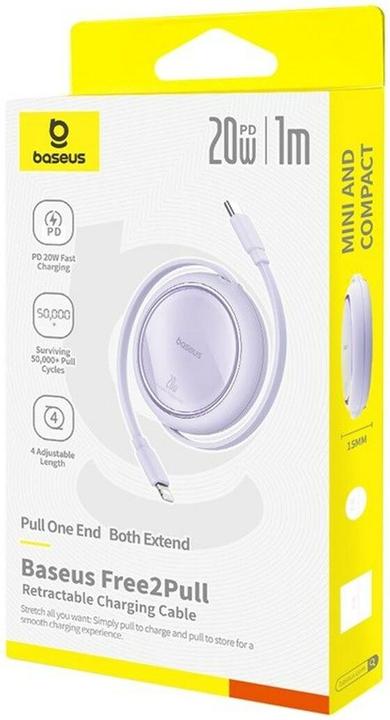 Produktbild Baseus Free2Pull retractable USB-C / Lightning cable 20W 1m - purple (1 m, 20 W)