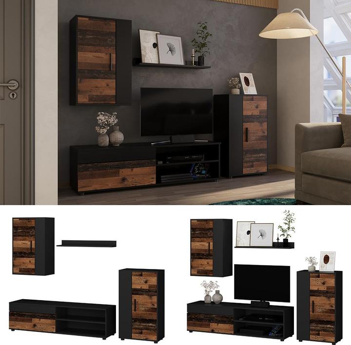 Immagine prodotto Vicco Wohnwand Berno, Braun/Anthrazit, 4-teiliges Set