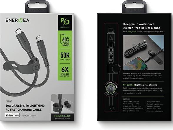 Actual product image Energea USB-C to Lightning cable (1.50 m, USB 3.2 Gen 2, 60 W)