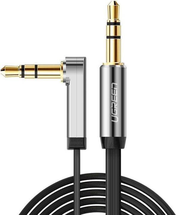 Image du produit Ugreen Câble plat coudé Câble audio AUX mini-jack 3,5 mm 0,5 m noir (AV119 10596) (0.50 m)
