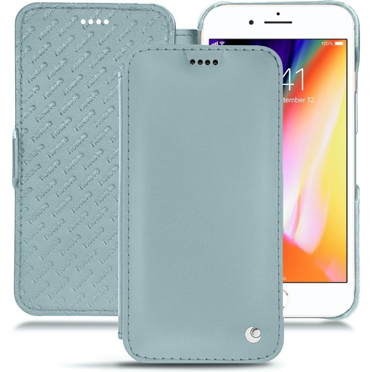 Noreve Lederschutzhülle horizontal (Apple iPhone 8 Plus), Smartphone Hülle, Blau