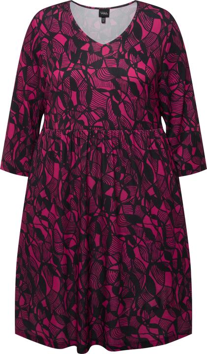 Actual product image Ulla Popken Matte Jersey Graphic Print Empire Pocket A-line Tunic Dress (56)