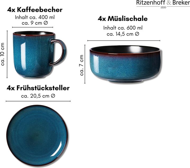 Actual product image Ritzenhoff & Breker Breakfast service 12 pcs. blue (12 pcs.)