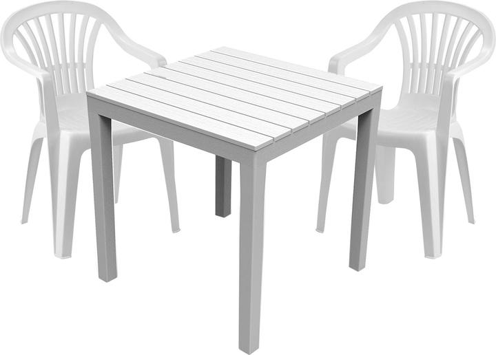 Produktbild Mojawo Sitzgarnitur Bistrogarnitur 3-teilig Weiss Holzoptik (78 x 78 cm)