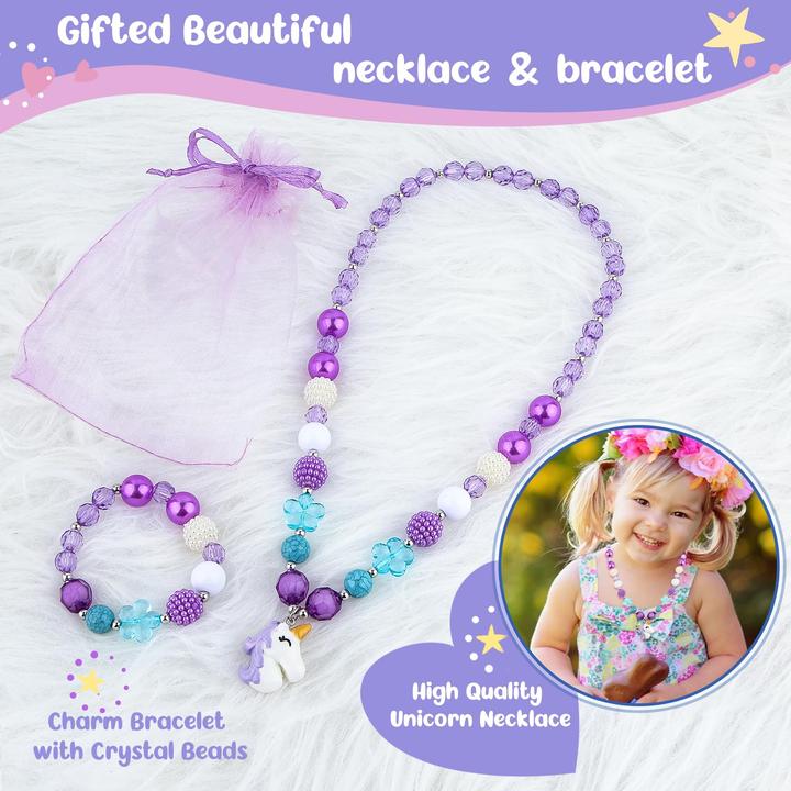 Produktbild Only-Bags.Store Schmuckkästchen mit Musikbox mit Einhorn-Schmuckset, Kinderschmuckkästchen Musik