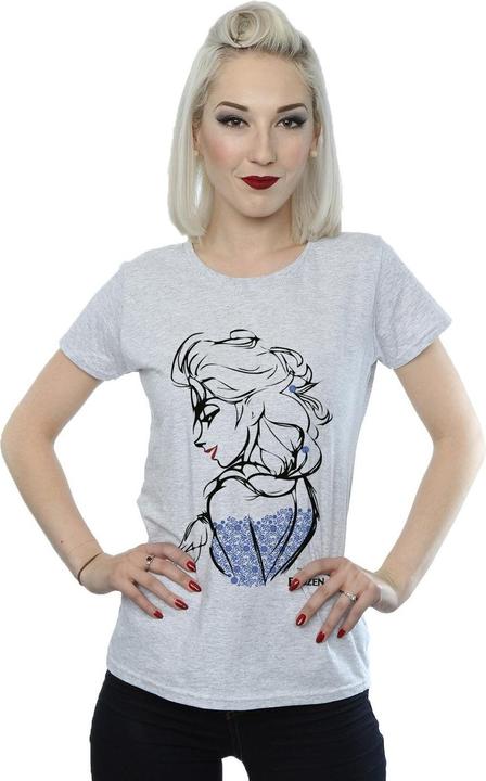 Actual product image Disney Womens/Ladies Frozen Elsa Sketch Mono Cotton T-Shirt (M)