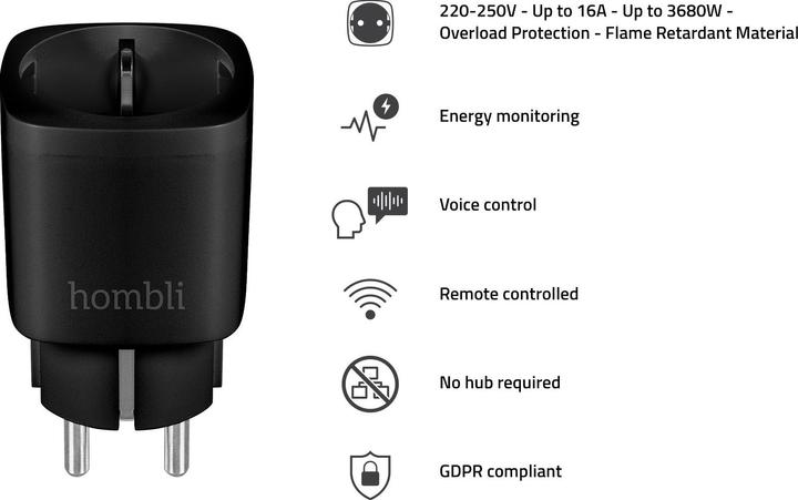 Actual product image Hombli Smart Socket EU - Black