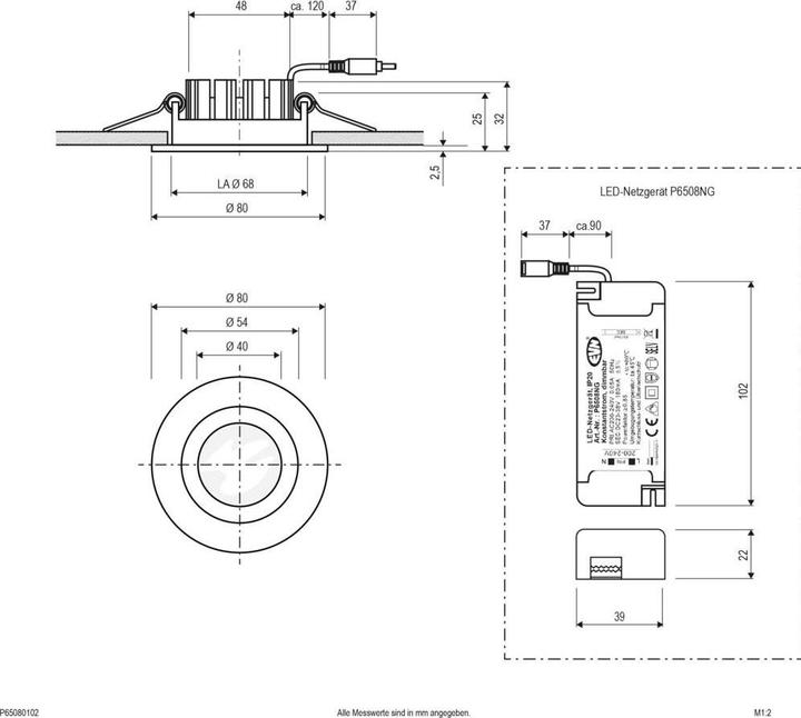 Produktbild EVN-Lichttechnik Lichttechnik LED-Deckeneinbauleuchte P65080102 (720 lm)