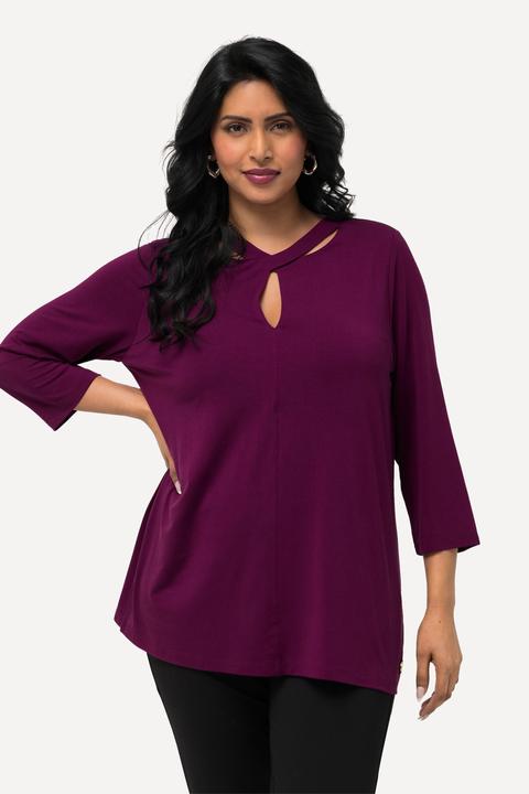 Immagine prodotto Ulla Popken T-shirt con apertura, lyocell, scollo particolare e maniche a 3/4 (46, 48)
