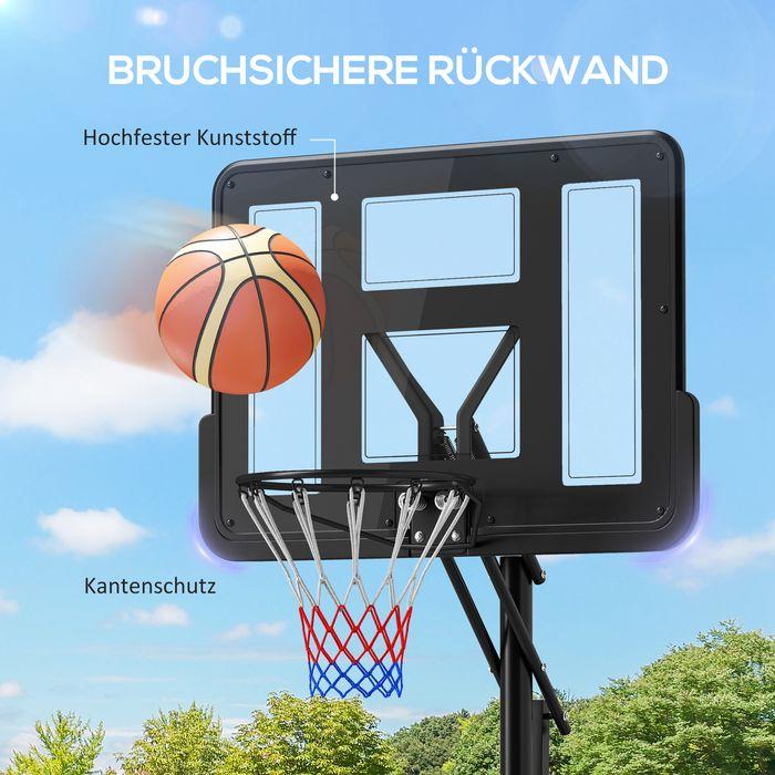 Actual product image Swisshandel24 Basketballkorb Outdoor, Verstellbare Korbhöhe 230-305 cm, mit Rädern, Gewicht
