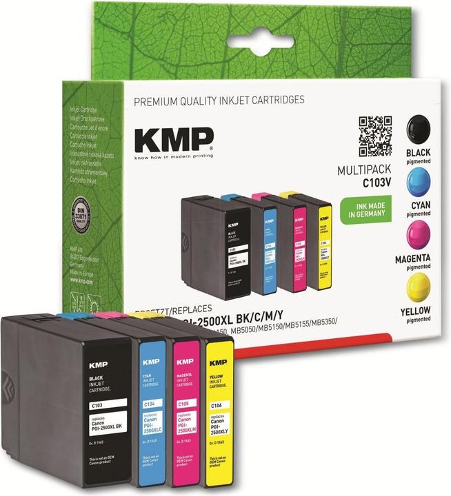 Image du produit KMP C103V Multipack BK/C/M/Y compatible avec Canon PGI-2500 XL (C, CF, M, Y)