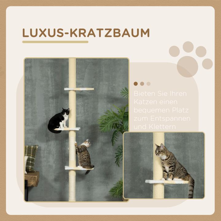 Produktbild PawHut Katzenbaum Spanplatte, Polyester Gelb (Gelb+Weiss+Blau)