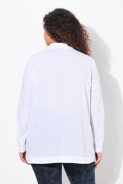Produktbild Ulla Popken Bluse, Saumschlitze, A-Linie, Hemdkragen, Langarm (54)