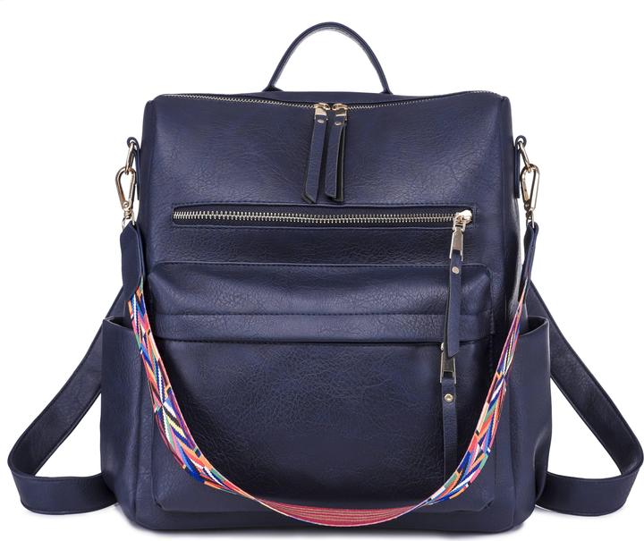 Only-Bags.Store Retro Backpack Handbag, Boho Strap Two-Way Shoulder Bag, Fashion Vegan Leather Schoolbag Daypack