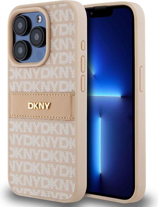 DKNY DKHCP14XPRTHSLP iPhone 14 Pro Max 6.7" różowy/pink hardcase Leather Mono Stripe & Metal Logo (Apple iPhone 14 Pro Max)