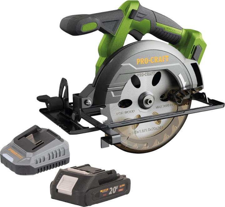 Produktbild Procraft PCA32-BB Akku Handkreissäge 20 V 165 mm Brushless + 1x Akku 2,0 Ah + Ladegerät