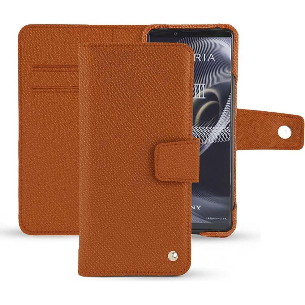 Noreve Lederschutzhülle Wallet (Sony Xperia 5 III), Smartphone Hülle, Orange