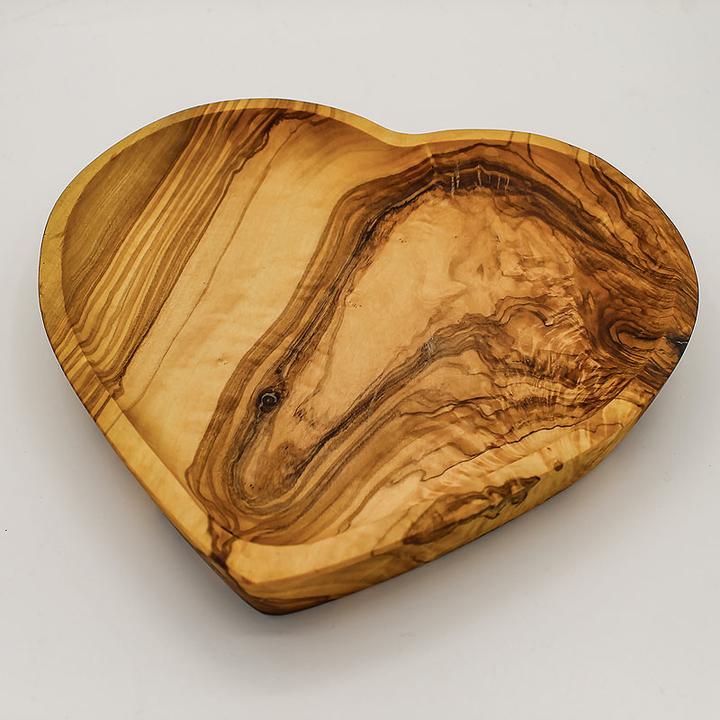 Image du produit Natura Punto Bol en forme de coeur, bois d'olivier, beau motif en bois, 20 x 21 x 2,5cm