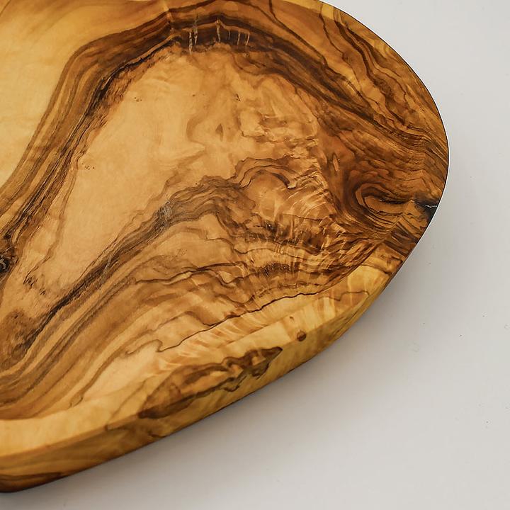 Image du produit Natura Punto Bol en forme de coeur, bois d'olivier, beau motif en bois, 20 x 21 x 2,5cm