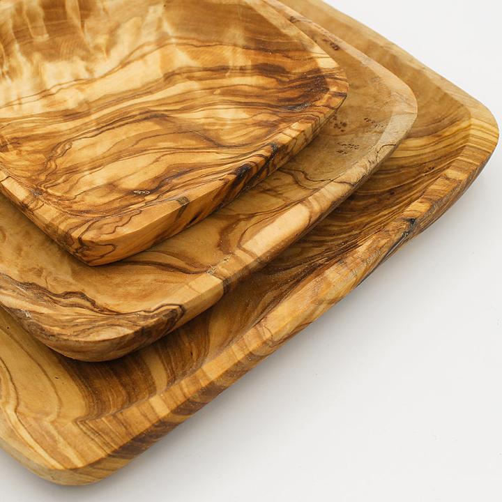 Immagine prodotto Natura Punto 3 ciotole quadrate, legno d'oliva, 11 x 11cm, 15 x 15cm, 20 x 20cm