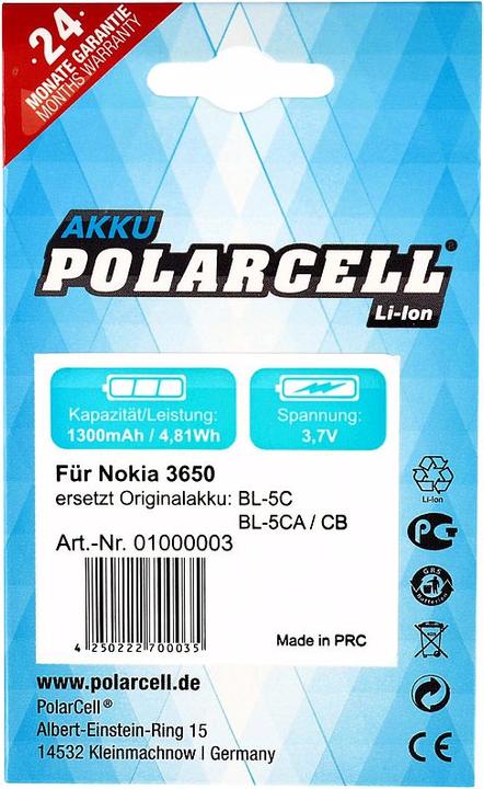 Produktbild Polarcell Li-Ion Hochleistungsakku für Nokia 3650 uvm.