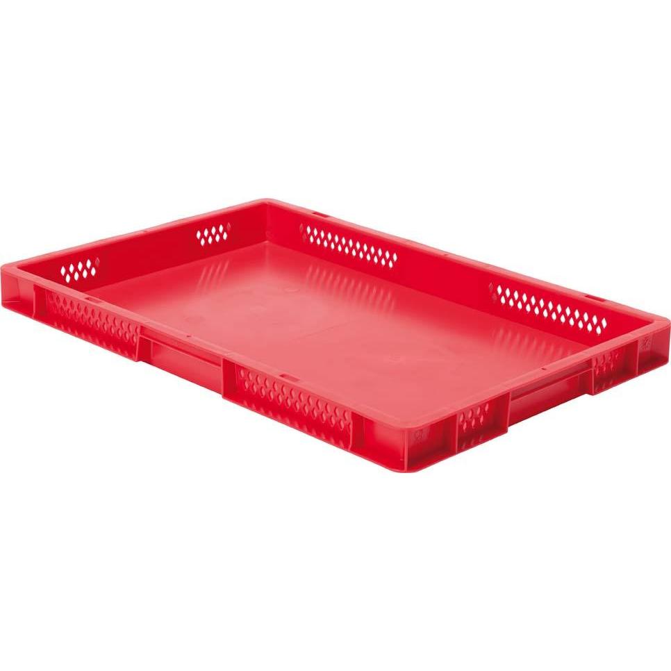 LA-KA-PE, Lagerbehälter, Transportstapelbehälter L600xB400xH50mm rot PP Seitenwände geschlossen