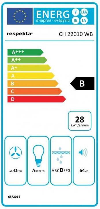 Energie-Label Avetoe 852 - Dunstabzugshaube Kopffreihaube weiss 60cm