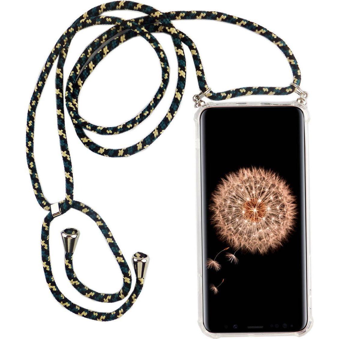 König Design Handykette für Samsung Galaxy S9 mit Band Case zum umhängen Kordel Camouflage, Handykette, Transparent