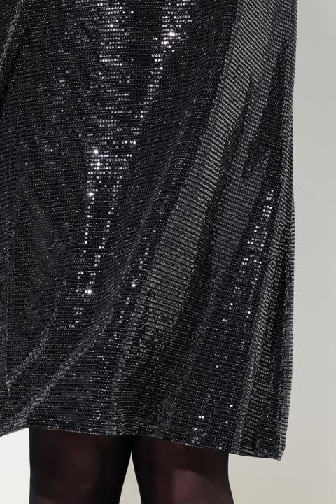Actual product image Miamoda Damen grosse Grössen Kleid, A-Linie, Pailletten-Optik, 3/4-Ärmel schwarz 46 836334100-46 (46)