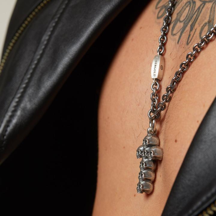 Image du produit Bikergold Chaîne d'ancre pendentif Croix Skull Multi (Argent 925, 70 cm)