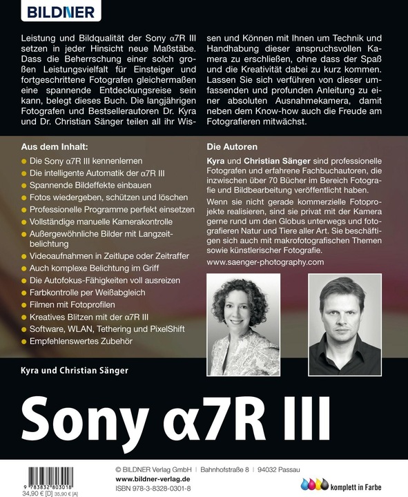 Produktbild Sony Alpha 7R III (Deutsch, Kyra Sänger, Christian Sänger, 2018)