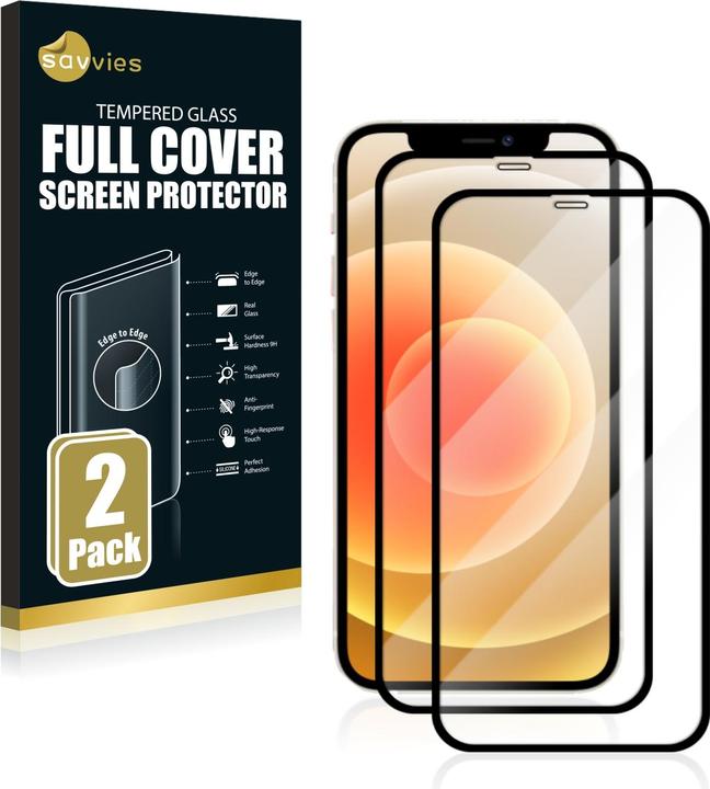 Produktbild Savvies Full-Screen Displayschutz Panzerglas Schutzglas (2 Stück, Apple iPhone 12)