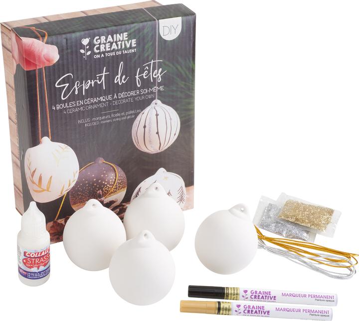 Creative Bastelset "Keramikkugeln selber gestalten", 4 Kugeln inkl. Zubehör