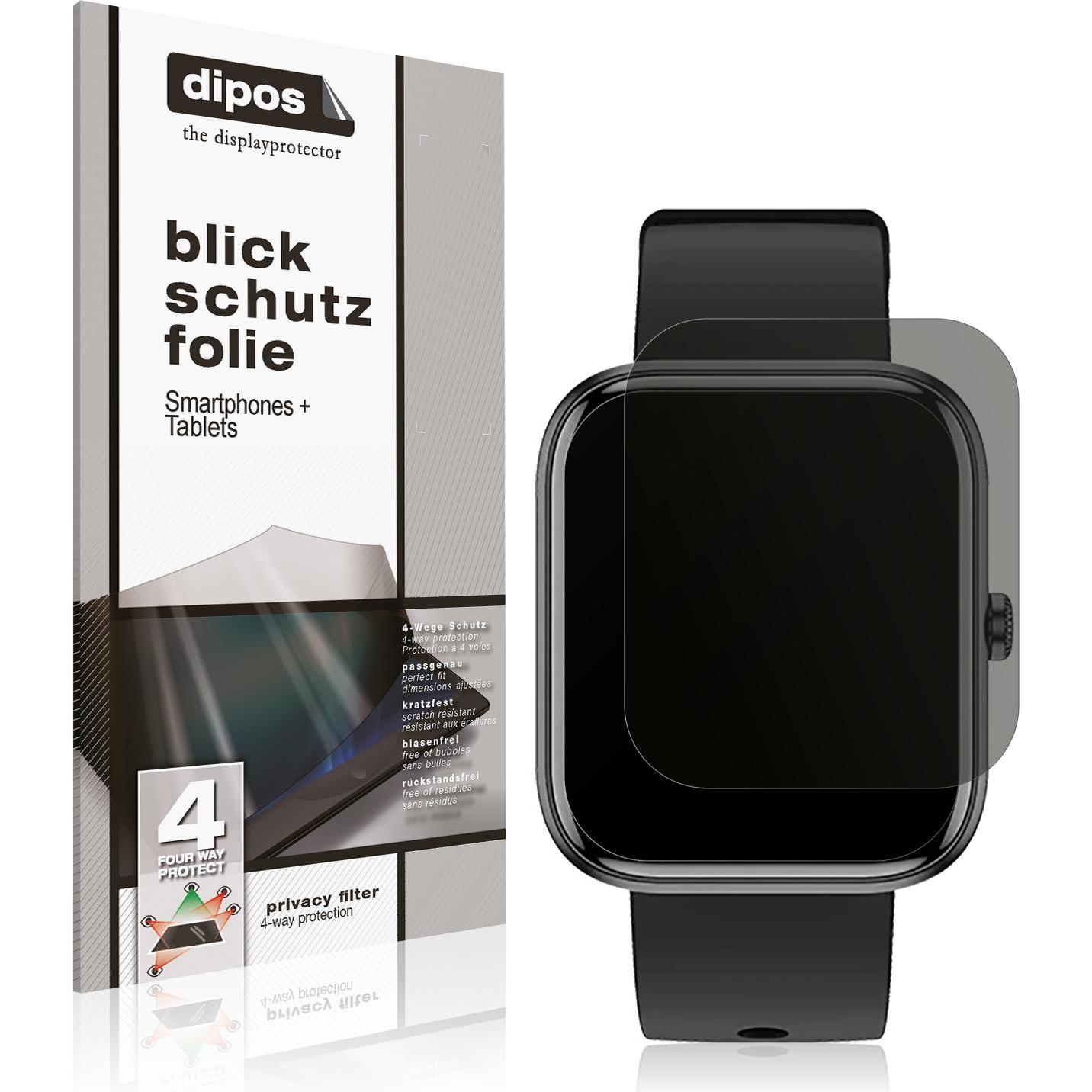 Dipos Blickschutzfolie 4-Way Privacy, Smartwatch Schutzfolie, Transparent