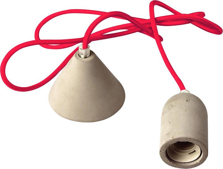 Produktbild Shada Betonfassung LED/Lampe, mit Textilkabel 2m rot (E27)