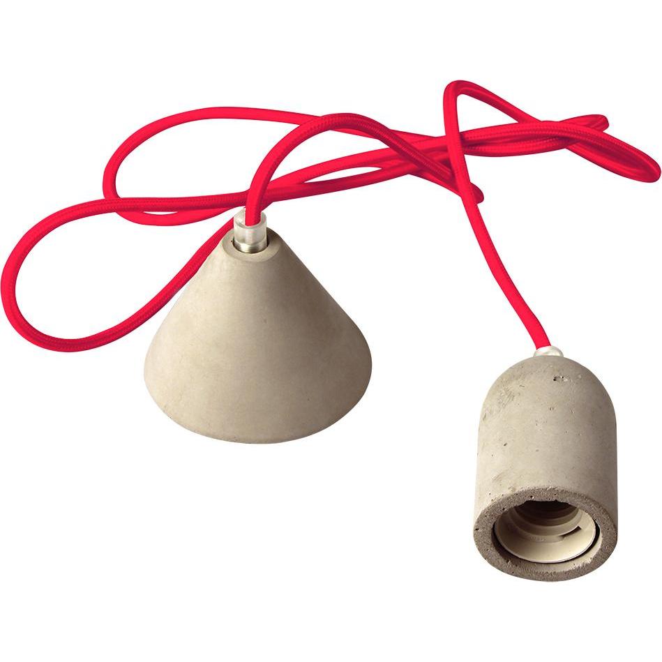 Thumbnail - Shada, Pendelleuchte, Betonfassung LED/Lampe, mit Textilkabel 2m rot (E27)