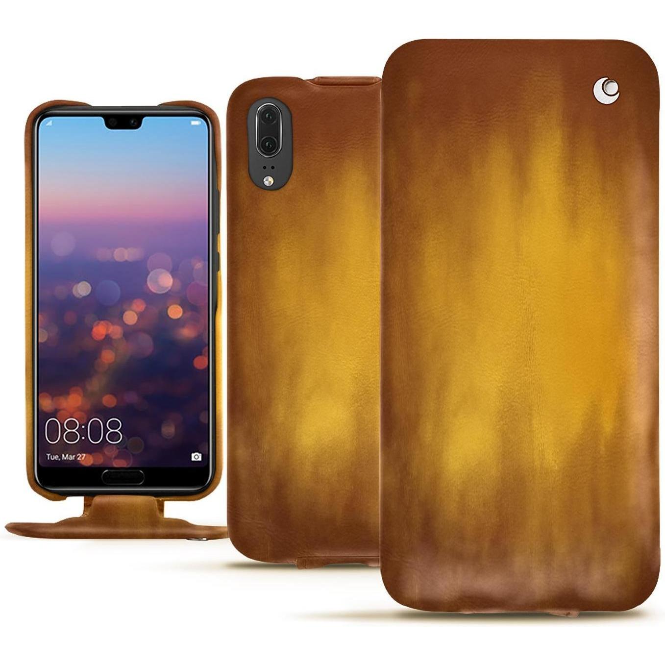 Noreve Lederschutzhülle vertikal (Huawei P20), Smartphone Hülle, Gold