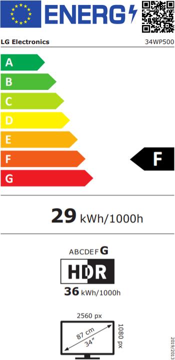 Energie-Label LG 4WP500-B (2560 x 1080 Pixel, 34")