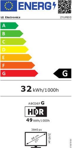 Etichetta energetica LG 27UP850-W (3840 x 2160 pixel, 27")