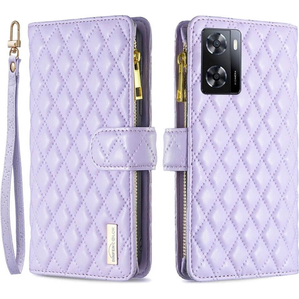 Binfen Color OPPO A57s - BINFEN Brieftaschen Hülle violett (Oppo A57s), Smartphone Hülle, Violett