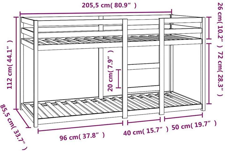 Image du produit vidaXL Etagenbett (80 x 200 cm)