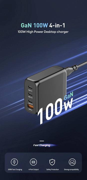 Immagine prodotto Voltcraft UC-3C1A100W02 USB-Ladegerät 100 W Innenbereich USB-C®, USB-A Anzahl A (100 W, 4 porte)