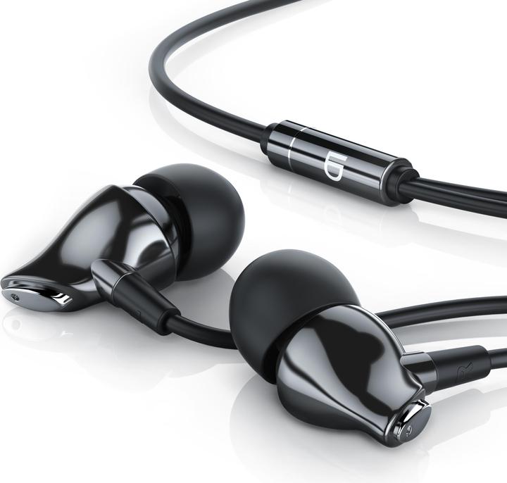 Liam & Daan In-Ear Headphones, High End Ceramic InEar 8mm Driver / Aramid Cable / Bend Protection, silver/black (No noise cancellation, Cable)