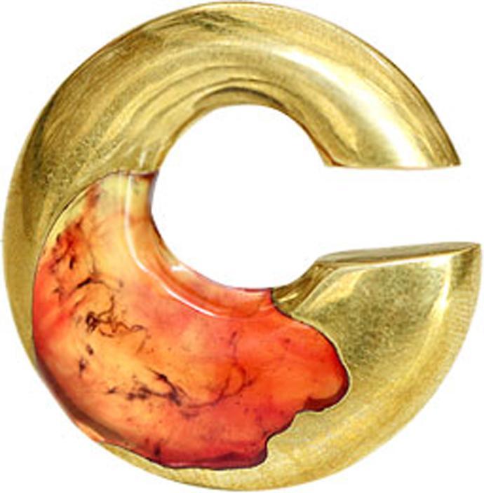Produktbild Star Piercing Ohrgewicht vergoldet färbung Epoxy rot (Organisch, Messing)