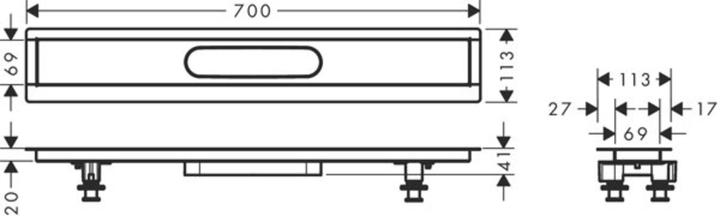 Produktbild hansgrohe RainDrain Installationsset 700 für Duschrinnen Fertigsets (700 mm)