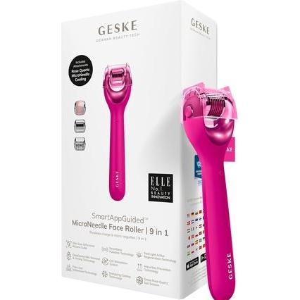 Konjac Sponge, Gesichtspflegegerät, Roller do mezoterapii igłowej twarzy 9w1 Geske z Aplikacją (magenta)