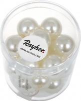 Rayher Renaissance Glaswachsperlen, 12mm ø, weiss, 21 S