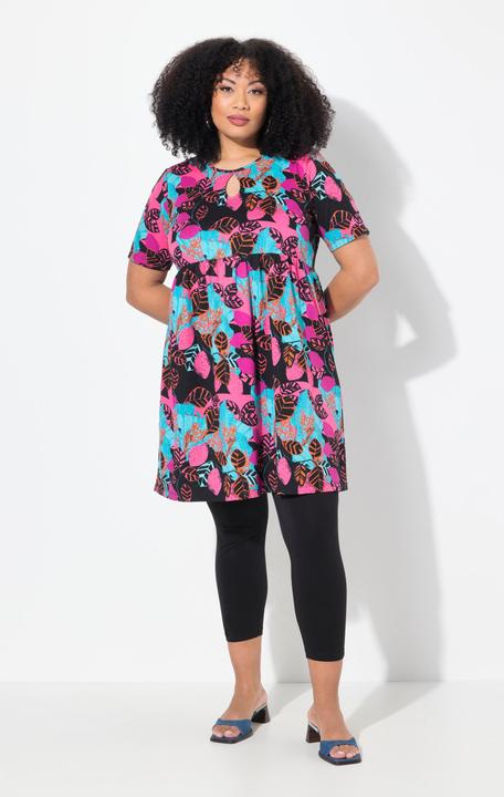 Actual product image Ulla Popken Mixed Print Empire Knit A-Line Pocket Tunic Dress (54)
